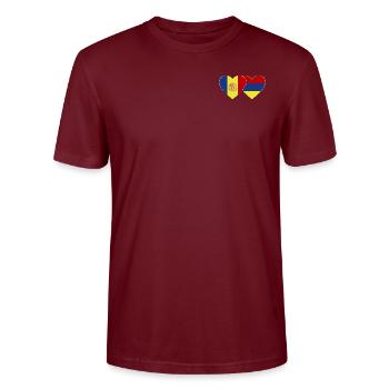 Andorra Armenia Flag Heart - Stanley/Stella CRAFTER Unisex Organic T-Shirt - burgundy - Front - Alina (178cm) & Michal (187cm)