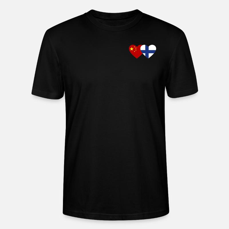 Chine Finlande Drapeau du cœur - T-shirt bio CRAFTER Stanley Stella Unisexe - noir