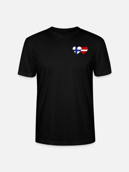 Finland Latvia Flag Heart - Stanley/Stella CRAFTER Unisex Organic T-Shirt - black