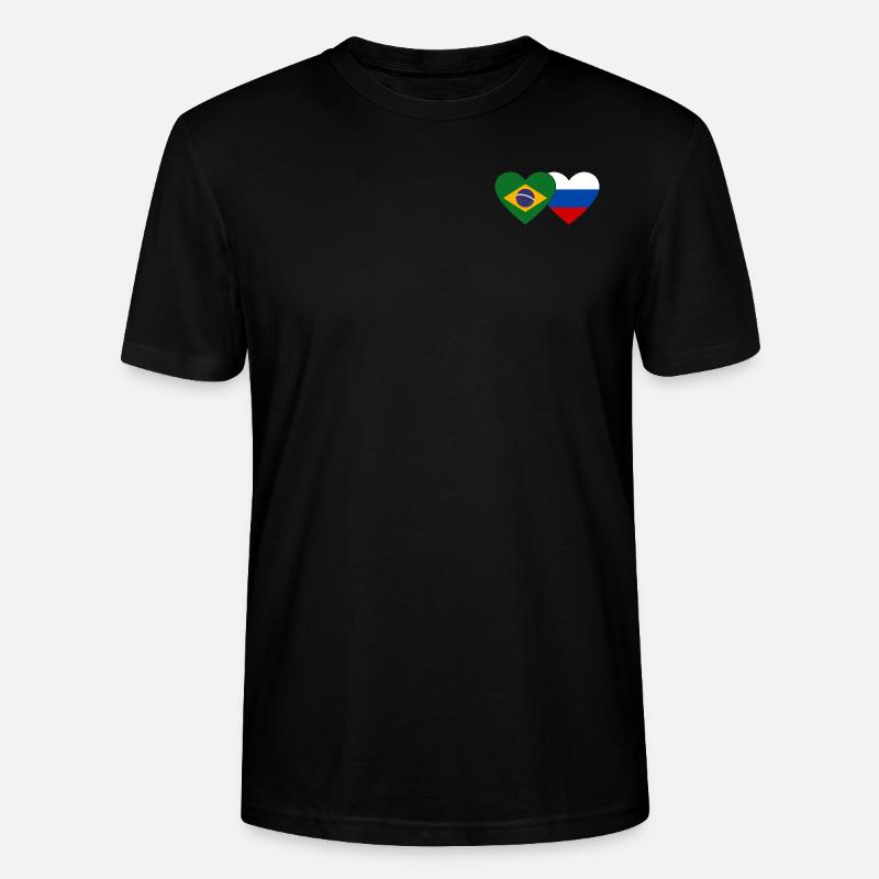 Brésil Russie Flag Coeur - T-shirt bio CRAFTER Stanley Stella Unisexe - noir