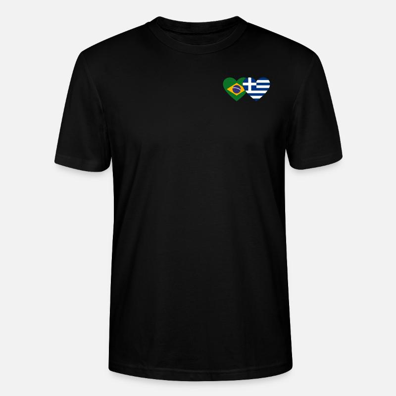 Brésil Grèce Drapeau Coeur - T-shirt bio CRAFTER Stanley Stella Unisexe - noir