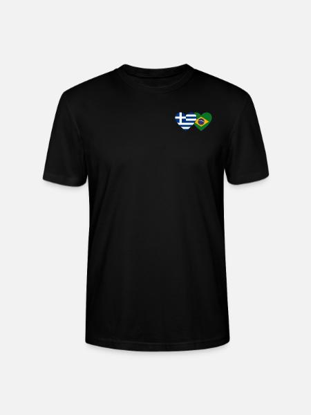Grèce Brésil Flag Coeur - T-shirt bio CRAFTER Stanley Stella Unisexe - noir