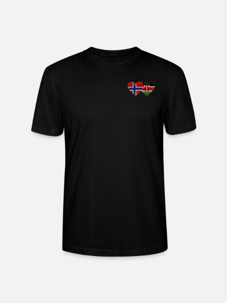 Norway Kenya Flag Heart - Stanley/Stella CRAFTER Unisex Organic T-Shirt - black