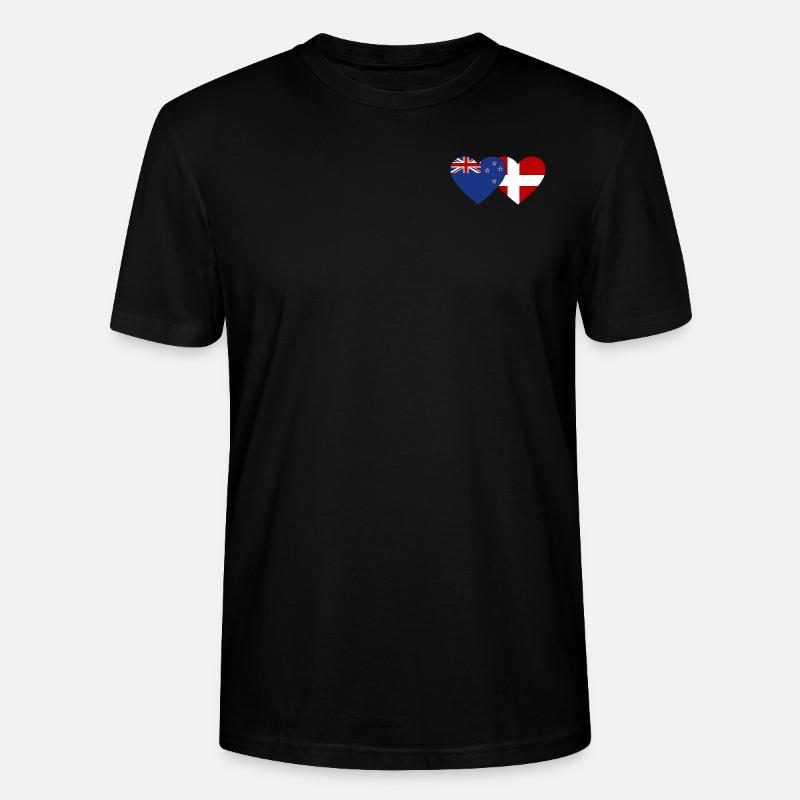 Neuseeland Dänemark Flagge Herz - Stanley/Stella Unisex Bio-T-Shirt CRAFTER - Schwarz