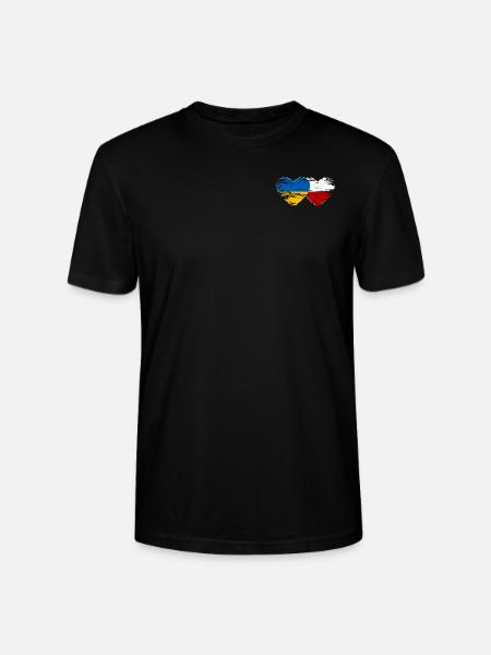 Ukraine Pologne drapeau coeur utilisé - T-shirt bio CRAFTER Stanley Stella Unisexe - noir