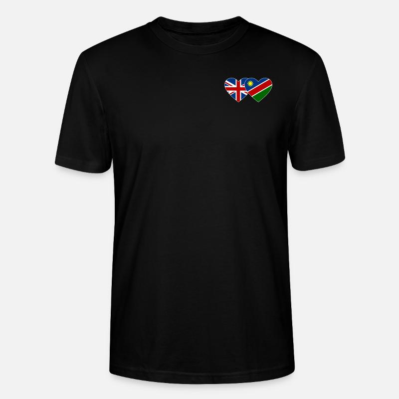 Great Britain Namibia Flag Heart - Stanley/Stella CRAFTER Unisex Organic T-Shirt - black