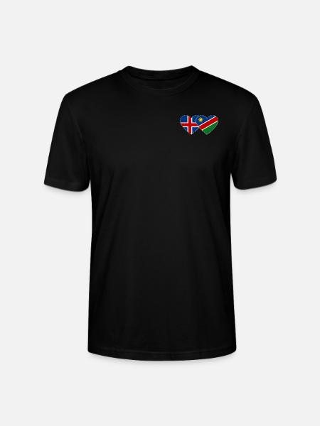 Iceland Namibia Flag Heart - Stanley/Stella CRAFTER Unisex Organic T-Shirt - black
