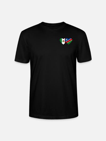 Mexico Namibia Flag Heart - Stanley/Stella CRAFTER Unisex Organic T-Shirt - black