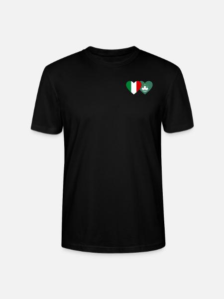 Italy Macau Flag Heart - Stanley/Stella CRAFTER Unisex Organic T-Shirt - black