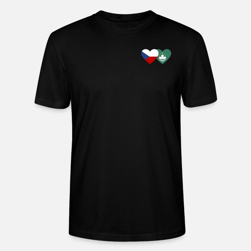 République tchèque Macao Flag Heart - T-shirt bio CRAFTER Stanley Stella Unisexe - noir