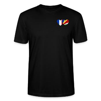 France Seychelles drapeau coeur - T-shirt bio CRAFTER Stanley Stella Unisexe - noir - Devant - Alina (178cm) & Michal (187cm)
