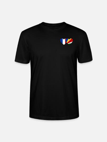 Frankreich Seychellen Flagge Herz - Stanley/Stella Unisex Bio-T-Shirt CRAFTER - Schwarz