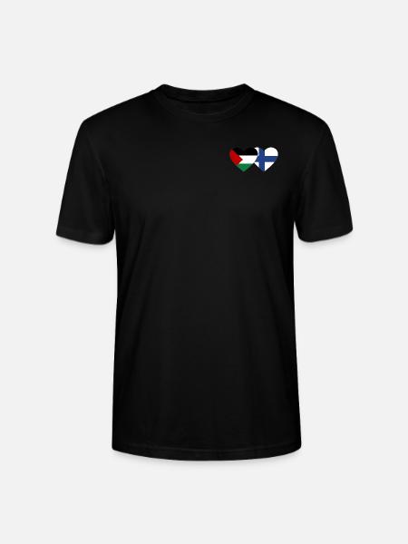 Palestine Finlande Drapeau Coeur - T-shirt bio CRAFTER Stanley Stella Unisexe - noir