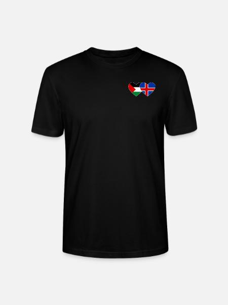 Palestine Iceland Flag Heart - Stanley/Stella CRAFTER Unisex Organic T-Shirt - black