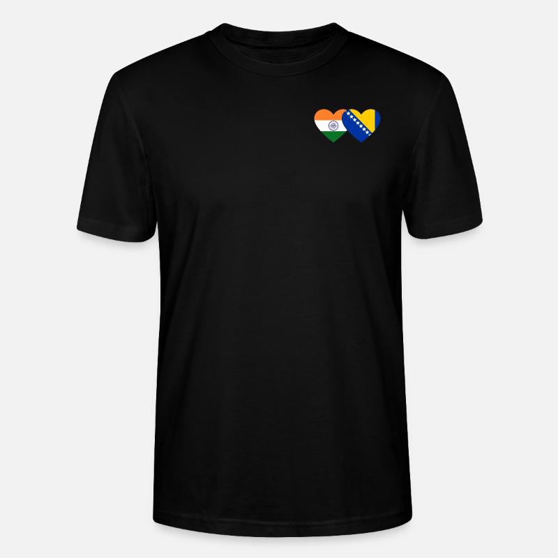 Inde Bosnie drapeau coeur - T-shirt bio CRAFTER Stanley Stella Unisexe - noir