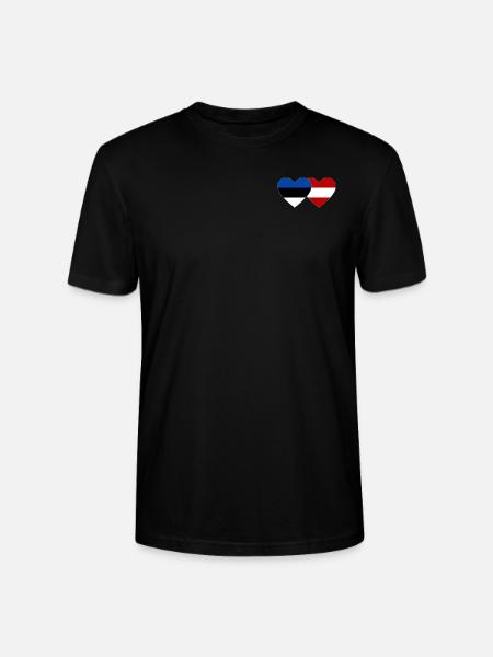 Estonia Austria Flag Heart - Stanley/Stella CRAFTER Unisex Organic T-Shirt - black