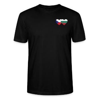 Czech Republic Bulgaria Flag Heart - Stanley/Stella CRAFTER Unisex Organic T-Shirt - black - Front - Alina (178cm) & Michal (187cm)