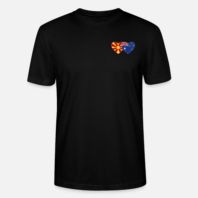 Macédoine Australie Drapeau Coeur - T-shirt bio CRAFTER Stanley Stella Unisexe - noir
