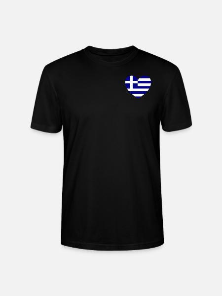 Greece Flag Heart of Hellas - Stanley/Stella CRAFTER Unisex Organic T-Shirt - black