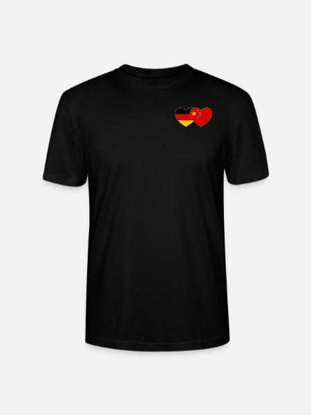 Germany China Flag Heart - Stanley/Stella CRAFTER Unisex Organic T-Shirt - black