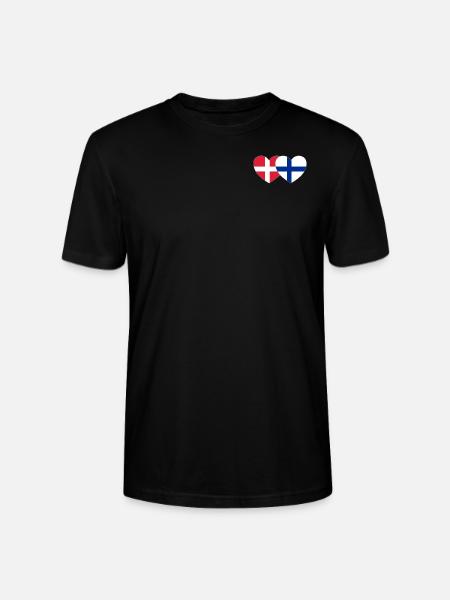 Denmark Finland Flag Heart - Stanley/Stella CRAFTER Unisex Organic T-Shirt - black