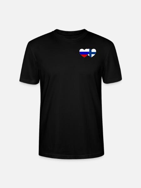 Russie Finlande Drapeau Cœur - T-shirt bio CRAFTER Stanley Stella Unisexe - noir
