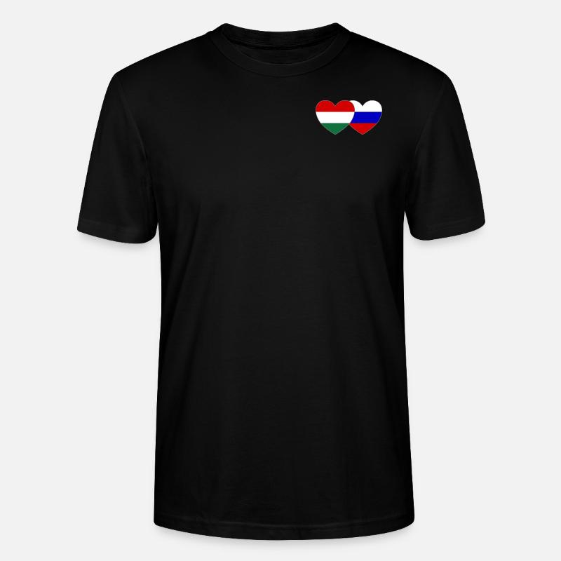 Hongrie Russie Drapeau Cœur - T-shirt bio CRAFTER Stanley Stella Unisexe - noir