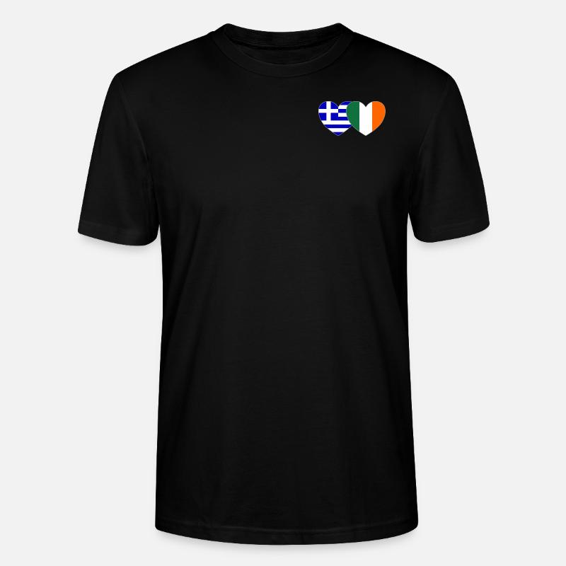 Grèce Irlande Flag Heart - T-shirt bio CRAFTER Stanley Stella Unisexe - noir