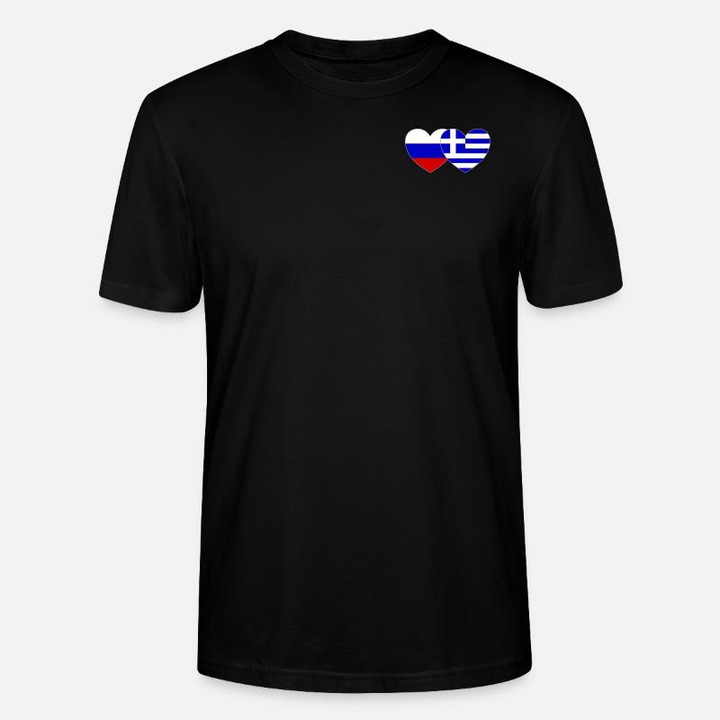 Russie Grèce Flag Coeur - T-shirt bio CRAFTER Stanley Stella Unisexe - noir