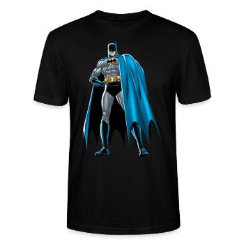 Batman blauer Umhang Pose - Stanley/Stella Unisex Bio-T-Shirt CRAFTER - Schwarz - Vorne - Alina (178cm) & Michal (187cm)