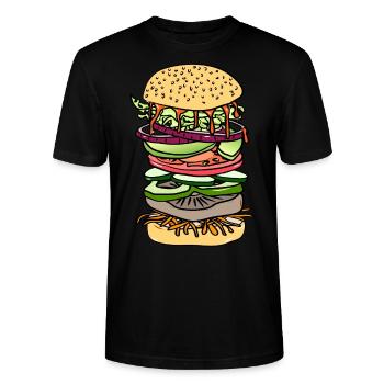 Vegan Burger - Stanley/Stella CRAFTER Unisex Organic T-Shirt - black - Front - Alina (178cm) & Michal (187cm)