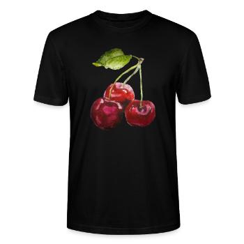 Kirsche - Stanley/Stella Unisex Bio-T-Shirt CRAFTER - Schwarz - Vorne - Alina (178cm) & Michal (187cm)