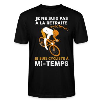 Vélo Retraite, blague drôle - T-shirt bio CRAFTER Stanley Stella Unisexe - noir - Devant - Alina (178cm) & Michal (187cm)