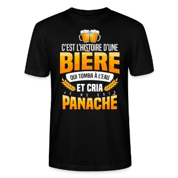 Bière panaché jeu de mot humour citation alcool - T-shirt bio CRAFTER Stanley Stella Unisexe - noir - Devant - Alina (178cm) & Michal (187cm)