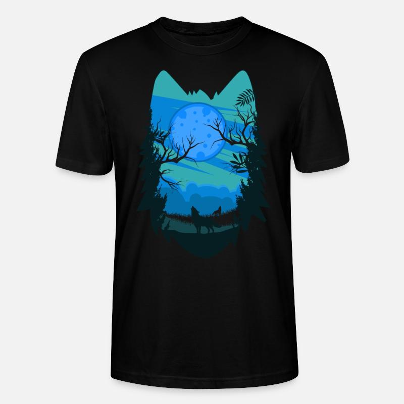 Wolf Head Moon - T-shirt bio CRAFTER Stanley Stella Unisexe - noir