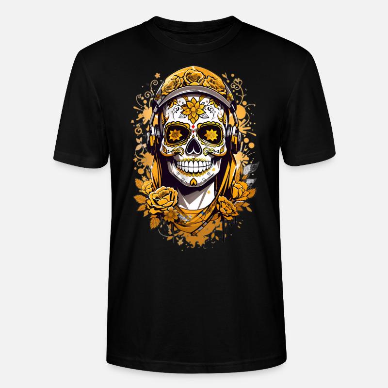 Crâne de sucre doré - T-shirt bio CRAFTER Stanley Stella Unisexe - noir
