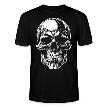 Skull - Stanley/Stella CRAFTER Unisex Organic T-Shirt - black - Front - Alina (178cm) & Michal (187cm)