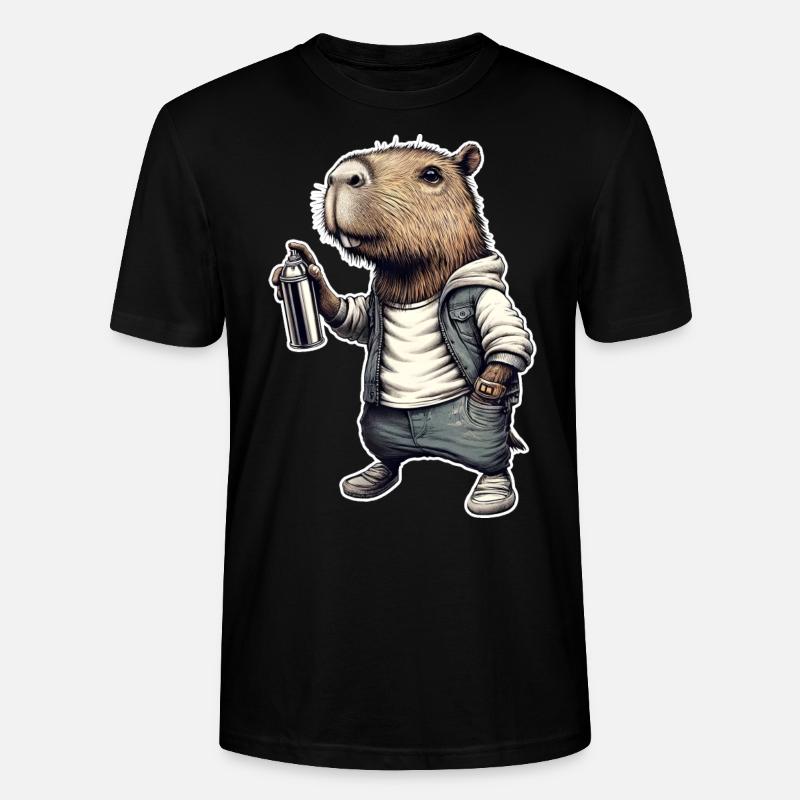 Capybara pulvérise des graffitis - T-shirt bio CRAFTER Stanley Stella Unisexe - noir