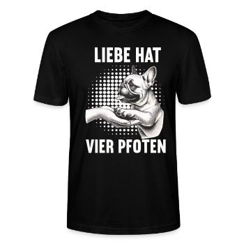 Liebe hat Vier Pfoten Französische Bulldogge - Stanley/Stella Unisex Bio-T-Shirt CRAFTER - Schwarz - Vorne - Alina (178cm) & Michal (187cm)