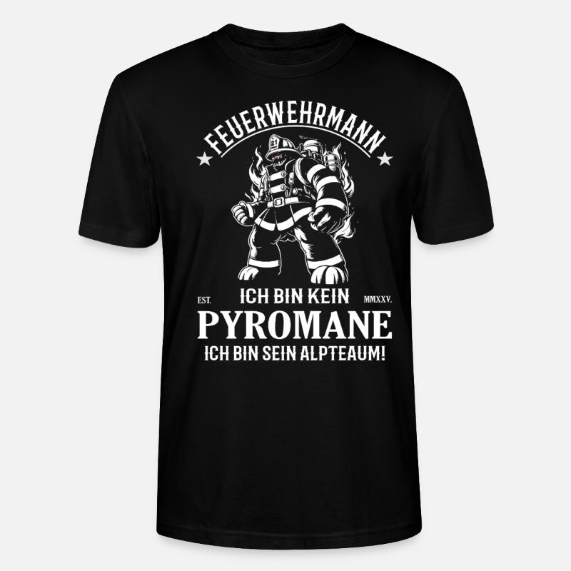 Feuerwehrmann, kein Pyromane sondern Held - Stanley/Stella Unisex Bio-T-Shirt CRAFTER - Schwarz