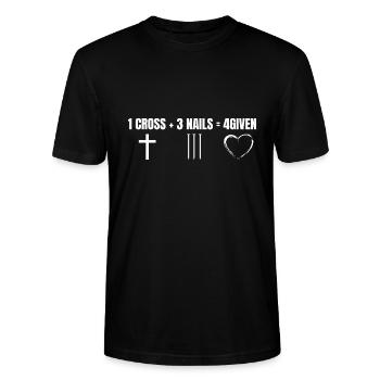 christliches Jesus 4given T-Shirt Geschenk - Stanley/Stella Unisex Bio-T-Shirt CRAFTER - Schwarz - Vorne - Alina (178cm) & Michal (187cm)