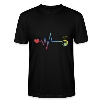Battement de cœur de pouls de la planète Terre - T-shirt bio CRAFTER Stanley Stella Unisexe - noir - Devant - Alina (178cm) & Michal (187cm)