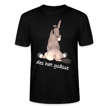 Spruch, Esel, schwäbisch - Stanley/Stella Unisex Bio-T-Shirt CRAFTER - Schwarz - Vorne - Alina (178cm) & Michal (187cm)