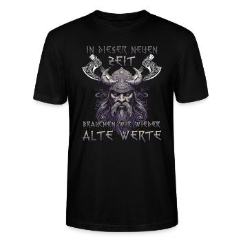Walhalla Erbe Geschenk für Wikinger Fans - Stanley/Stella Unisex Bio-T-Shirt CRAFTER - Schwarz - Vorne - Alina (178cm) & Michal (187cm)
