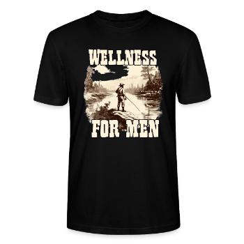 Wellness for Men Angler T-shirt Homme Pêcheur - T-shirt bio CRAFTER Stanley Stella Unisexe - noir - Devant - Alina (178cm) & Michal (187cm)