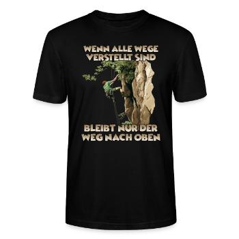 Gipfelabenteuer Toprope Klettern für Bergsteiger - Stanley/Stella Unisex Bio-T-Shirt CRAFTER - Schwarz - Vorne - Alina (178cm) & Michal (187cm)