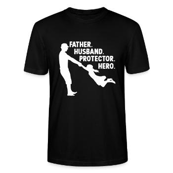 Vater Tochter Partnerlook lustig Tochter Papa - Stanley/Stella Unisex Bio-T-Shirt CRAFTER - Schwarz - Vorne - Alina (178cm) & Michal (187cm)