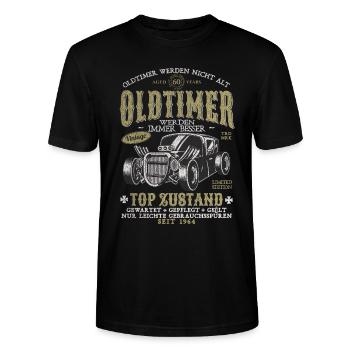 OLDTIMER WERDEN NICHT ALT 1964 60 JAHRE - Stanley/Stella Unisex Bio-T-Shirt CRAFTER - Schwarz - Vorne - Alina (178cm) & Michal (187cm)