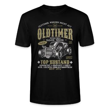 OLDTIMER WERDEN NICHT ALT 1974 50 JAHRE - Stanley/Stella Unisex Bio-T-Shirt CRAFTER - Schwarz - Vorne - Alina (178cm) & Michal (187cm)