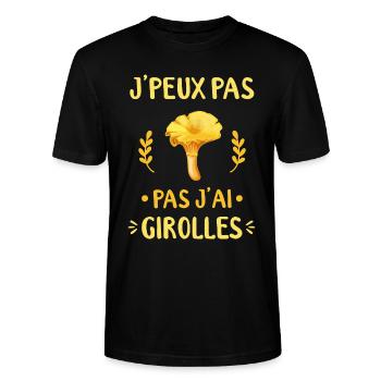 J'ai Champignons Girolle Champignon Cueillette Tee - T-shirt bio CRAFTER Stanley Stella Unisexe - noir - Devant - Alina (178cm) & Michal (187cm)